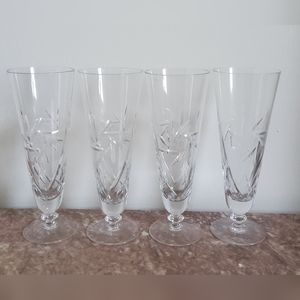 Vintage Bohemian Crystal Champagne Glasses set of 4